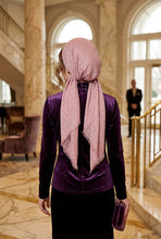 Load image into Gallery viewer, Pink hijab with white polka dots on a white background