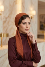 Load image into Gallery viewer, Brown scarf with a textured pattern on a white background
