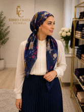 Load image into Gallery viewer, Painted Bloom Cotton Pre-Tied Tichel — 6 Colors | Hidden Velvet Grip