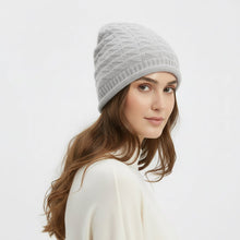 Load image into Gallery viewer, Cable-Knit Cotton Beanie - Textured Diamond Pattern