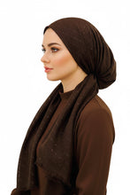 Load image into Gallery viewer, Warm Brown Shimmer Dots Autumn Pretied