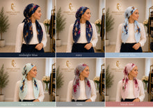 Load image into Gallery viewer, Painted Bloom Cotton Pre-Tied Tichel — 6 Colors | Hidden Velvet Grip