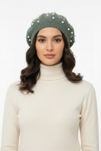 Load image into Gallery viewer, Pearl-Embellished Knit Beret - Classic French Style