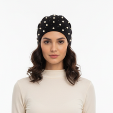 Load image into Gallery viewer, Cotton Pearl Beanie with Diamonds