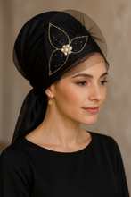 Load image into Gallery viewer, Model with Half Circle Sheer Mesh Draping Over Forehead