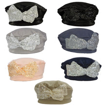 Load image into Gallery viewer, Sequin Bow Beret - Lightweight Elegant Head Covering