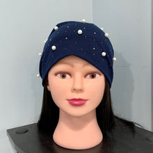 Load image into Gallery viewer, Pearl Beanie with Diamond Accents - Elegant Head Covering