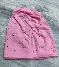 Load image into Gallery viewer, Pearl Beanie with Diamond Accents - Elegant Head Covering