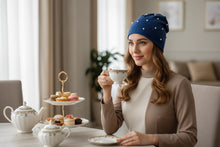Load image into Gallery viewer, Pearl Beanie with Diamond Accents - Elegant Head Covering