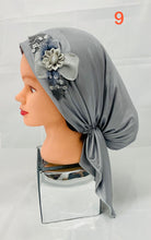 Load image into Gallery viewer, Shiny Party Pre-Tied Tichels with Embellishments - Lycra Elegance