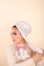 Load image into Gallery viewer, Yodfat Silver Striped Princess Turban - Blush Pink