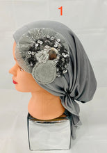 Load image into Gallery viewer, Shiny Party Pre-Tied Tichels with Embellishments - Lycra Elegance