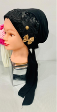 Load image into Gallery viewer, Elegant Long Tail Pre-Tied Tichel with Embellishments
