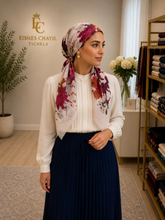 Load image into Gallery viewer, Painted Bloom Cotton Pre-Tied Tichel — 6 Colors | Hidden Velvet Grip
