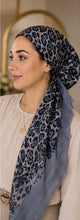 Load image into Gallery viewer, Leopard Print Cotton Pre-Tied Tichel — 5 Colors | Hidden Velvet Grip
