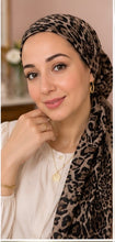 Load image into Gallery viewer, Leopard Print Cotton Pre-Tied Tichel — 5 Colors | Hidden Velvet Grip
