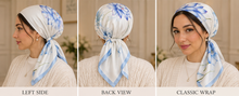 Load image into Gallery viewer, Blue Lotus Silk-Touch Scarf | Satin Square
