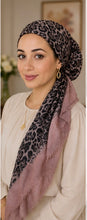 Load image into Gallery viewer, Leopard Print Cotton Pre-Tied Tichel — 5 Colors | Hidden Velvet Grip
