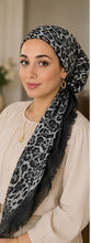 Load image into Gallery viewer, Leopard Print Cotton Pre-Tied Tichel — 5 Colors | Hidden Velvet Grip
