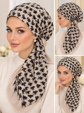 Load image into Gallery viewer, Couture Houndstooth Pre-Tied Tichel
