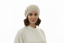 Load image into Gallery viewer, Pearl-Embellished Knit Beret - Classic French Style
