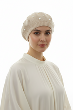 Load image into Gallery viewer, Pearl-Embellished Knit Beret - Classic French Style
