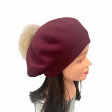 Load image into Gallery viewer, Luxury Cashmere Winter Berets with Pompoms
