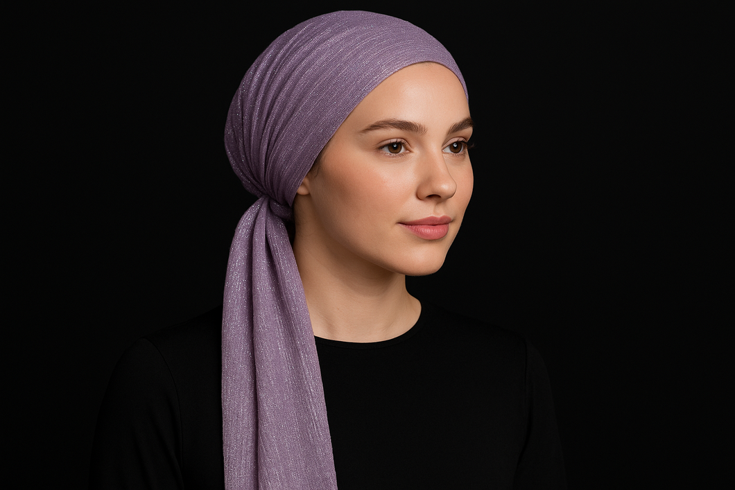 Modest Model - Lavender/Light Purple Shimmery Pre-Tied Tichel