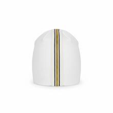 Load image into Gallery viewer, White beanie with gold and black trim - straight
