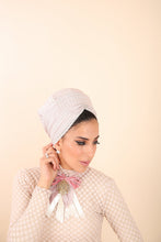 Load image into Gallery viewer, Yodfat Silver Striped Princess Turban - Blush Pink
