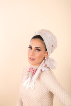 Load image into Gallery viewer, Yodfat Silver Striped Princess Turban - Blush Pink
