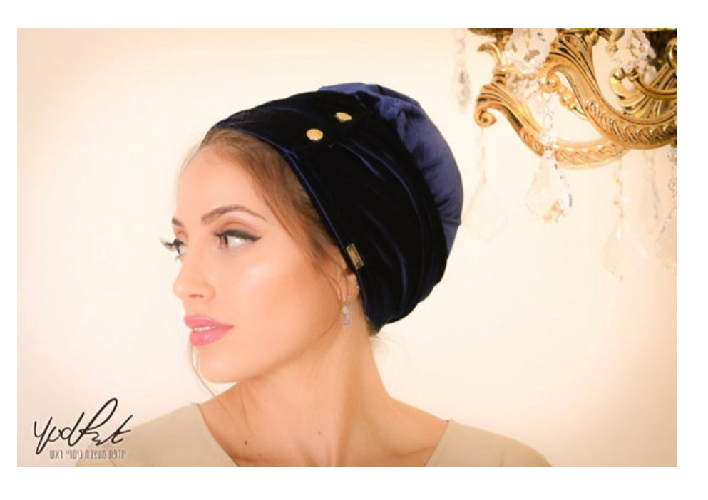 Yodfat Vintage Velvet Turban - Navy