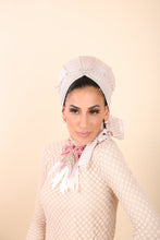 Load image into Gallery viewer, Yodfat Silver Striped Princess Turban - Blush Pink
