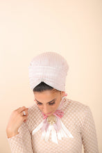 Load image into Gallery viewer, Yodfat Silver Striped Princess Turban - Blush Pink
