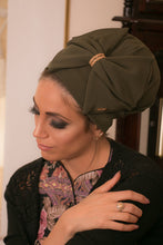 Load image into Gallery viewer, Yodfat Turban with Big Bow - Army Green
