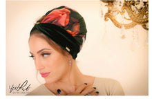 Load image into Gallery viewer, Yodfat Floral Velvet Turban - Green
