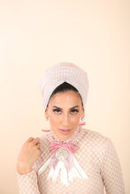 Load image into Gallery viewer, Yodfat Silver Striped Princess Turban - Blush Pink
