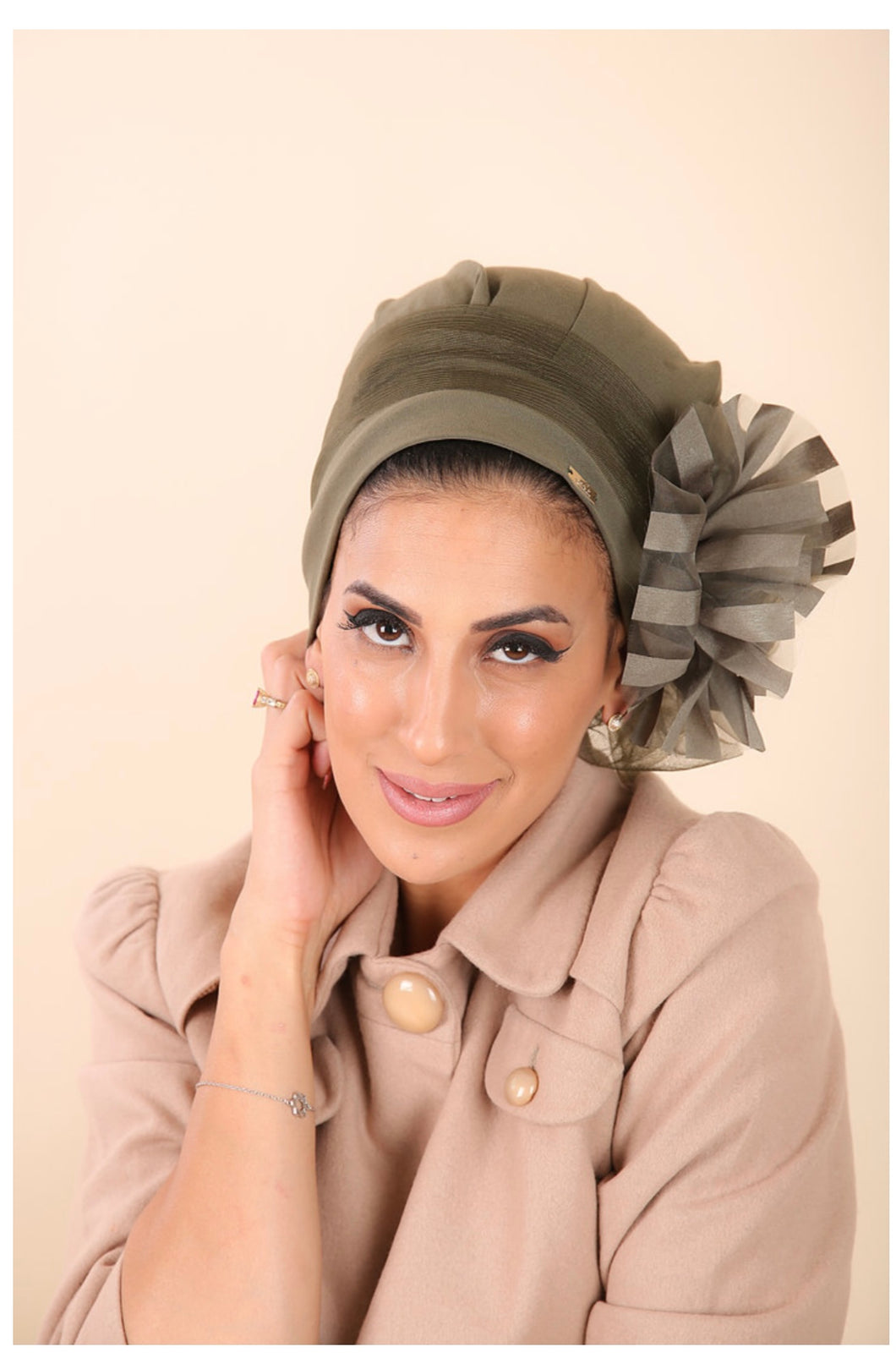 Yodfat Party Turban - Khaki Green