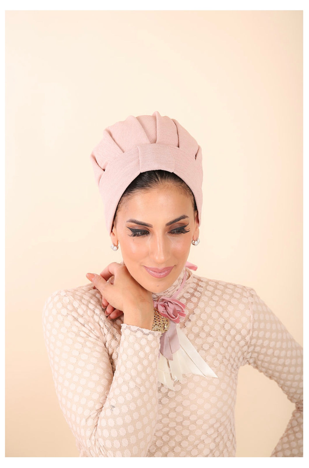 Yodfat Pleated Turban - Light Pink