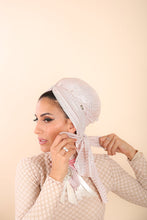 Load image into Gallery viewer, Yodfat Silver Striped Princess Turban - Blush Pink
